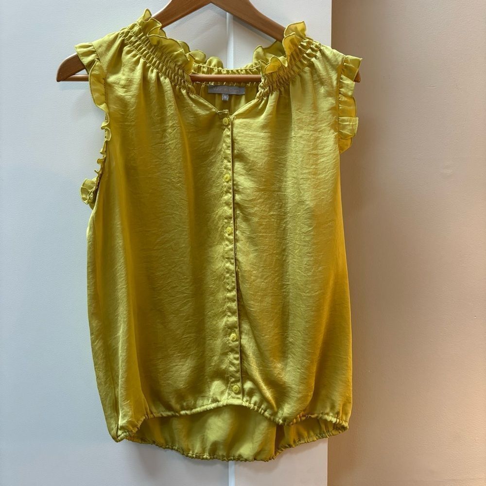 Violet & Claire Yellow Ruffle Sleeve Blouse - Size M